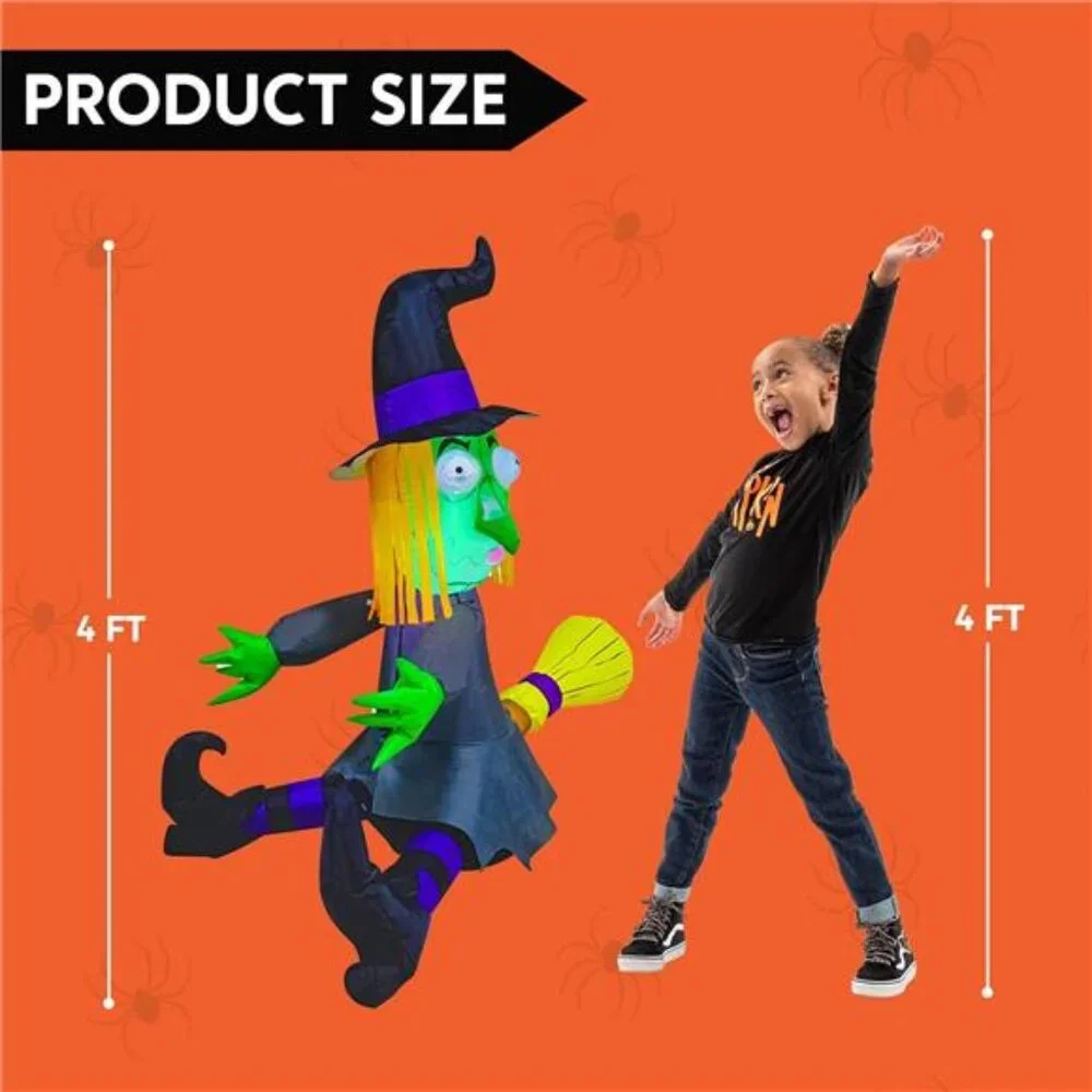 4 FT Halloween Inflatable Witch -LED Lighted Blow Up Yard Decoration for Outdoor